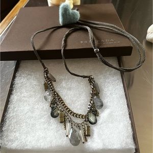 Silpada “Courtyard” suede, sterling, brass, labradorite etc adjustable necklace